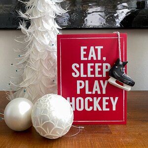 "Eat, Sleep, Hockey” Wooden Lettering Block